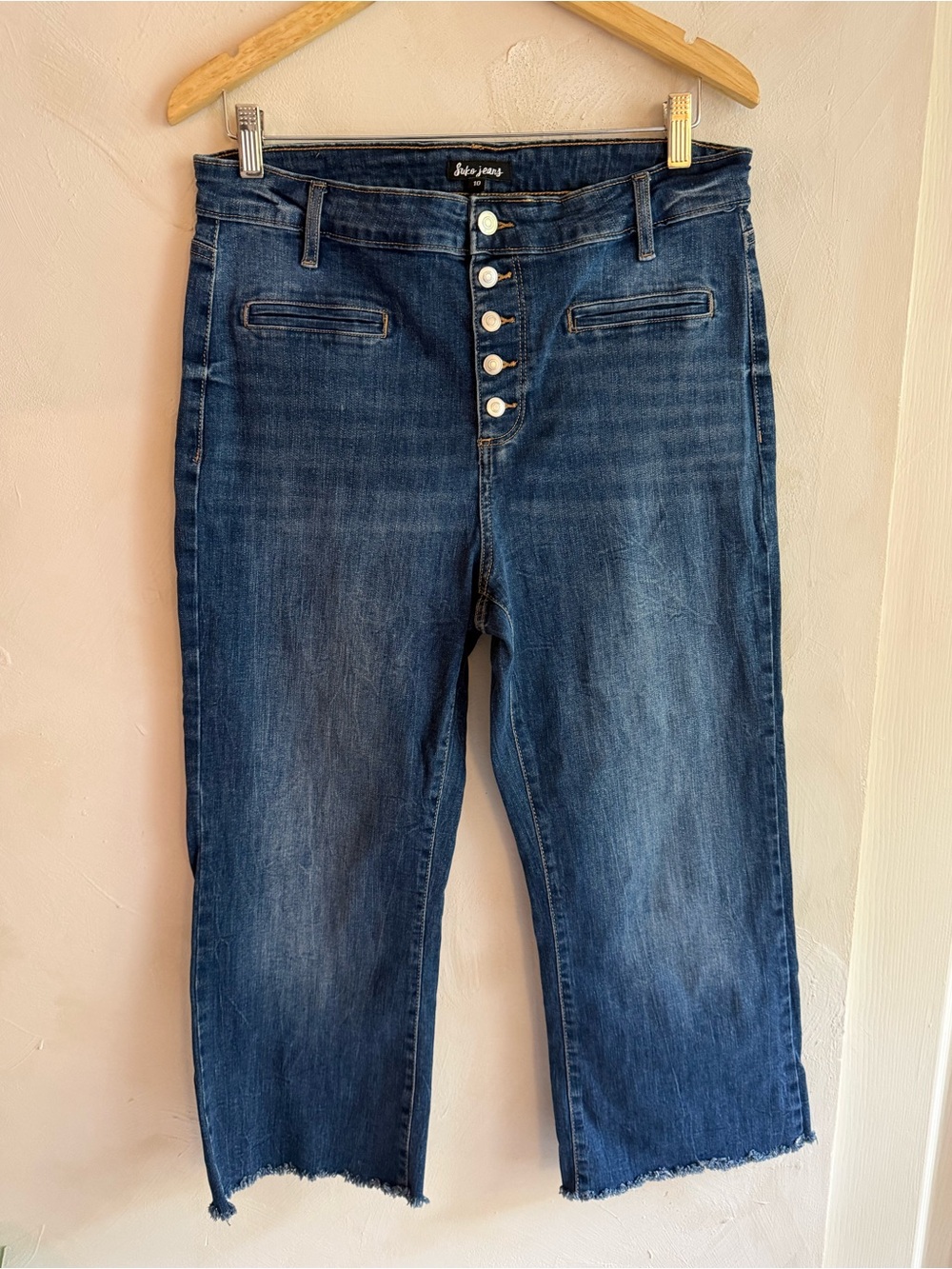 Suko Jeans | Cropped Bootcut | Raw Hem Dark Wash | Size 10